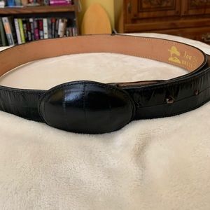 Black eel skin belt